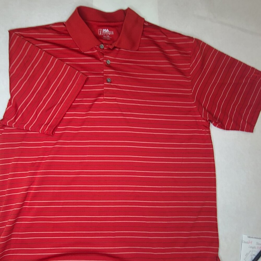 Men’s Red Striped  PGA Tour Polo  Size XL - Preowned